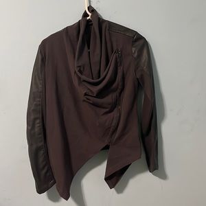 Blank NYC faux leather sweatshirt jacket gray brown size XS